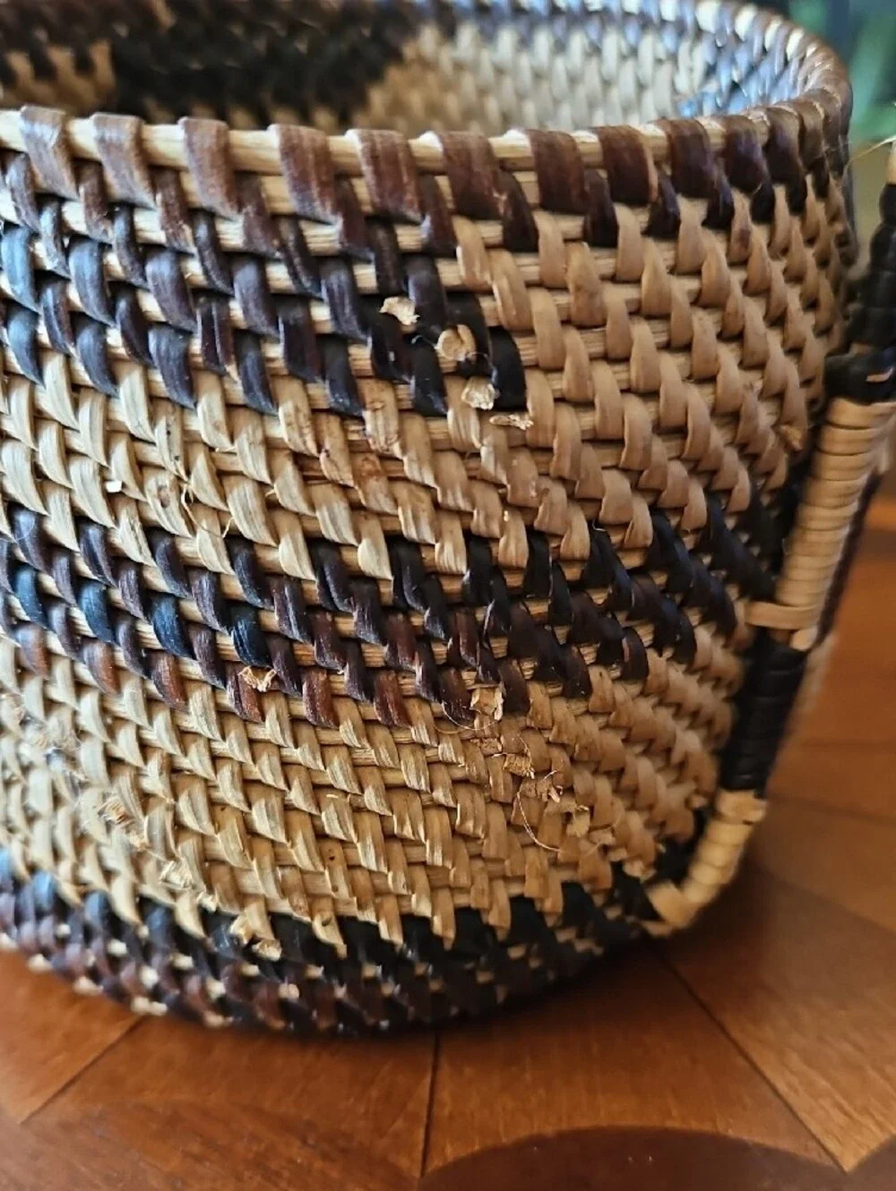 VTG Tohono O'odham Papago Native American Handled Coiled Basket Southwest Desert